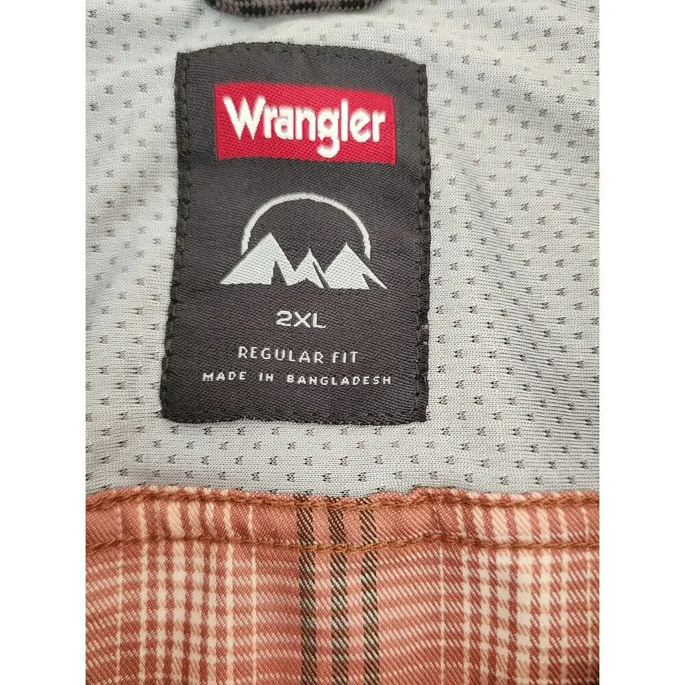 Wrangler Outdoor Utility Long Sleeve Men's 2Xl Plaid Shirt Cowboy Western Work - Picture 3 of 5